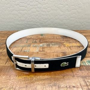Lacoste Reversible Belt Black White Leather sz 38